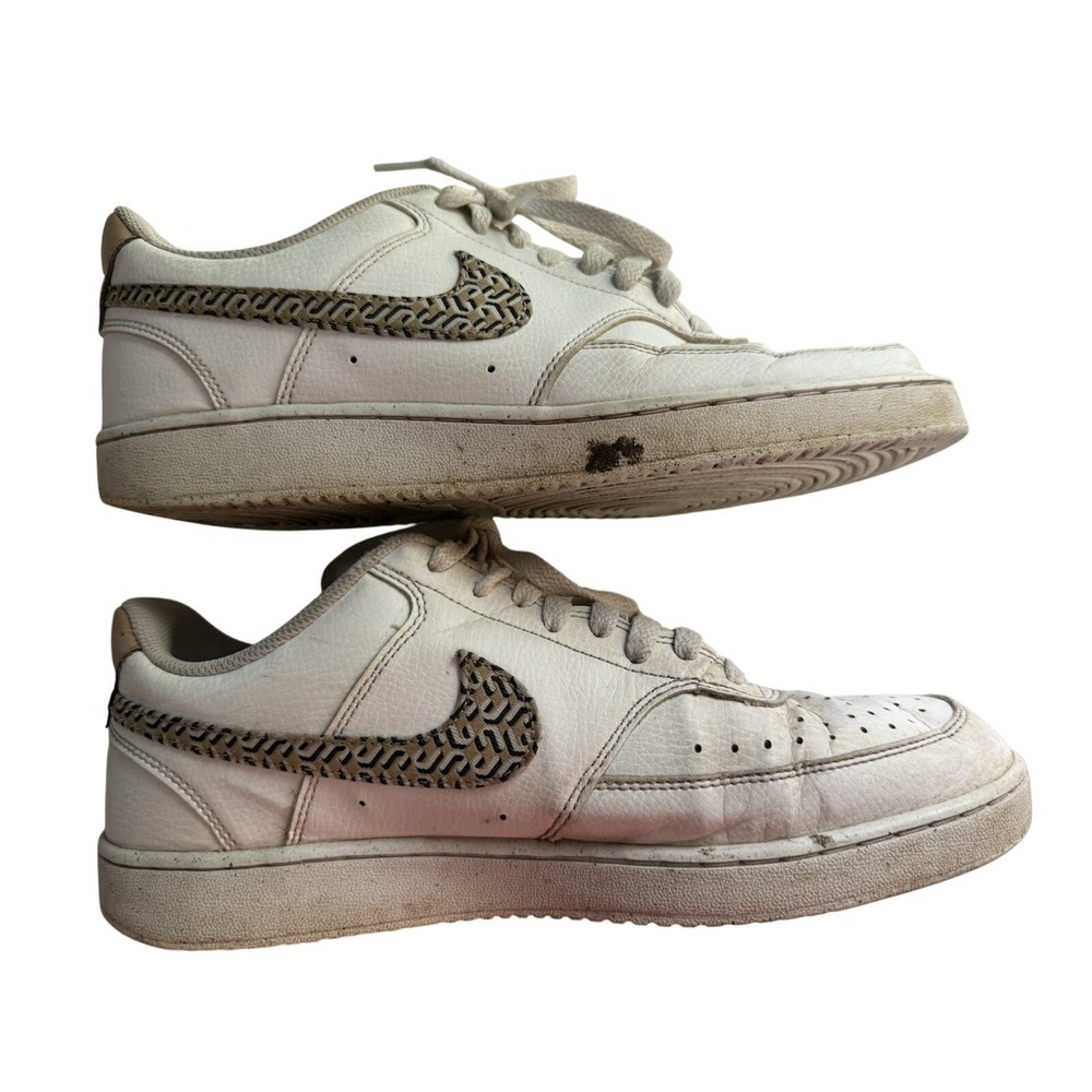 NIKE Womens Court Vision Low Size 11 White Leopard print swoosh DD9665-100 Shoes - Picture 2 of 7